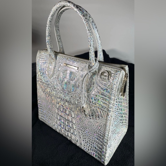 Brahmin Iridescent Caroline Satchel Embossed Tote Bag - Picture 4 of 8